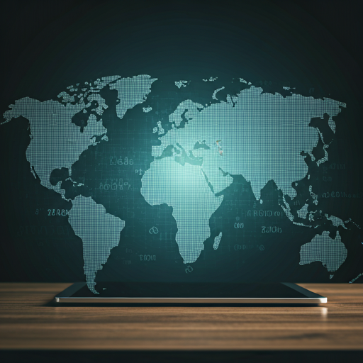 Digital world map with data visualizations